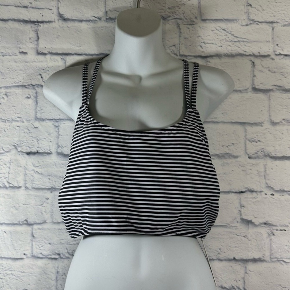 Holipick women’s size 20 W strap back padded swim, top black and white stripe